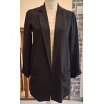 Long blazer noir sans fermeture