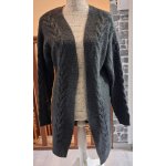 Long et chaud cardigan gris � torsades sans fermeture