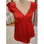 Longue blouse fluide rouge fleurie