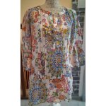 Longue blouse fluide transparente fleurie