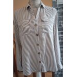 Longue chemise fluide ray�e blanche et marron