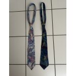 Lot de 2 cravates c&a tons bleu effet peinture en tr�s bon �tat mariage soir�e