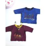Lot 2 t - shirts sergent major bb 0 - 1 mois coton prune bleu manches longues neufs