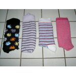 Lot de 4 paires de chaussettes 1 rose unie 1 blanche  rayures multicolores 1 parme  rayures grises ...