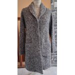Manteau gris chin� en laine et alpaga