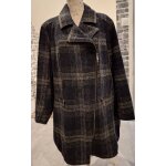 Manteau long grande taille � carreaux bleu marine et gris