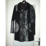 Manteau noir brod argent  t - 4  cache cache femme