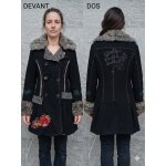 Manteau noir avec col fourrure amovible et bouton de rechange taille 40 desigual