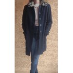 Manteau noir naf naf 70% laine col l�opard