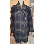 Manteau zipp� � carreaux bleu marine et gris grande taille
