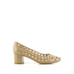 Mellow yellow - escarpins perfors en cuir verni beige taupe pointure 38