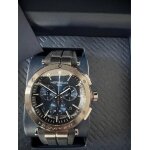 Michel herbelin newport chronographe - cadran bleu d�grad� - pvd & saphir bracelet cuir