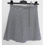 Mini jupe portefeuille ray�e blanc cass� et bleu marine. pimkie. polyamide. polyester. taille 36