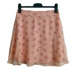 Mini jupe en voile rose  fleurs multicolores. camaieu. taille 40 / 42