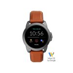 Montre homme connecte fossil q en cuir marron
