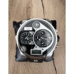 Montre homme diesel dz7125 gros cadra argent bracelet en cuir noir Montre homme diesel dz7125 gros cadra argent bracelet en cuir noir