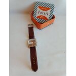 Montre homme fossil bracelet en cuir cadran en acier inoxydable