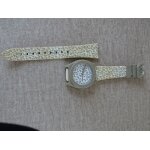 Montre � quartz pour femme agatha motifs l�opard gris / blanc avec bracelet cass�.