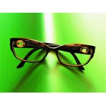 Monture de vue rectangle en plastique marron et dor� - christian dior