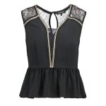 Morgan - top  basque sans manche noir avec dentelle & liser dor argent t40