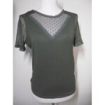 Naf naf tee shirt kaki fonc� avec plastron dentelle t m