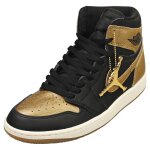 Nike air jordan 1 retro high og - baskets en cuir noir or pour hommes - 43
