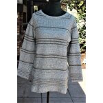 Original pull �cru / beige alain manoukian, assez long, � rayures (taupe. taille �tiquet�e:1. mais 38 ...