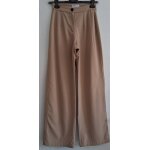 Pantalon ajust� beige � jambes larges