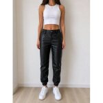 Pantalon bershka noir effet simili cuir � taille xs