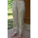 Pantalon d't - tissu lger (lin / coton) beige. taille basse. liens serrage chevilles. 38 / 40