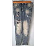 Pantalon jean imprim� et d�chir� - 13 ans