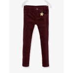 Pantalon skinny fille en velours doubl - aubergine (vertbaudet)