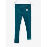 Pantalon skinny fille en velours doubl - emeraude (vertbaudet)
