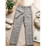 Pantalon tailleur � carreaux h&m t34 coupe slim chic beige / gris