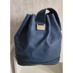 Paquetage paris sac seau bleu cuir grain� vintage
