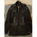 Parka manteau the kooples  capuche et dtails en cuir d'agneau noire