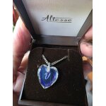 Pendentif c?ur en cristal  ; v ;  chane 45 cm  altesse