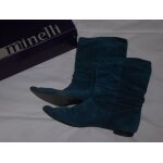 Petites bottes plates en daim bleu canard minelli - pointure 40