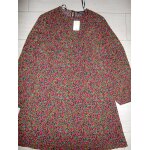 Petite robe fleurs rouges sur fond noir, manches longues t42