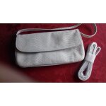 Pochette / sac simili cuir ecru et bord blanc