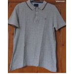 Polo brice - manches courtes - gris avec liser� au col et aux manches - taille m - coton et viscose - ...
