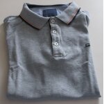 Polo brice - manches courtes - gris avec liser au col et aux manches - taille m - coton et viscose - ...