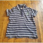 Polo manche courte garon  rayure gris et bleu marine taille 5ans tape  l'?il