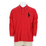 Polo ralph lauren polo manches longues big pony homme taille l rouge #qwe7629