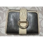 Porte cartes porte - monnaie lancel cuir noir beige anneau signature vintage