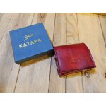 Porte monnaie en cuir vachette collet katana rouge bordeaux