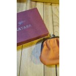 Porte monnaie dame  fermoir cuir vachette collet orange