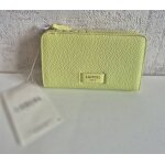 Portefeuille lancel ninon compact zippe cuir citron vert neuf etiquette
