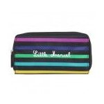 Portefeuille little marcel - toile raye multicolore linaelle - noir