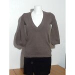 Pull en 100% coton marron taupe � manches 3 / 4 - taille 34 / 36 - 3 suisses